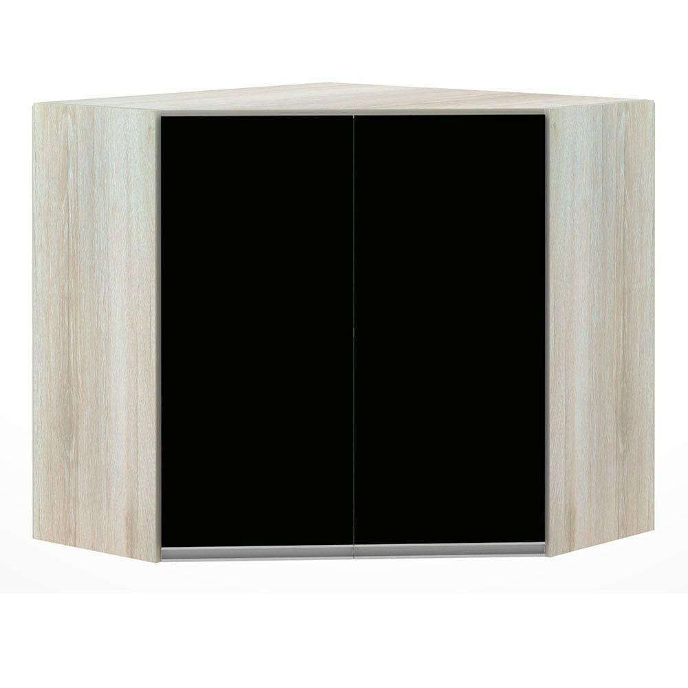 Armário De Canto Diagonal 2 Portas Lis Legno Crema C/Preto