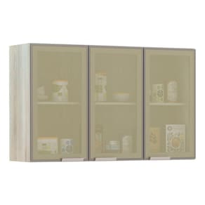 Armário Para Cozinha 120cm 3 Portas C/Vidro Reflecta Bronze