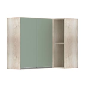 Armário Canto Reto Conjugado 2 Portas Legno Crema C/Verde