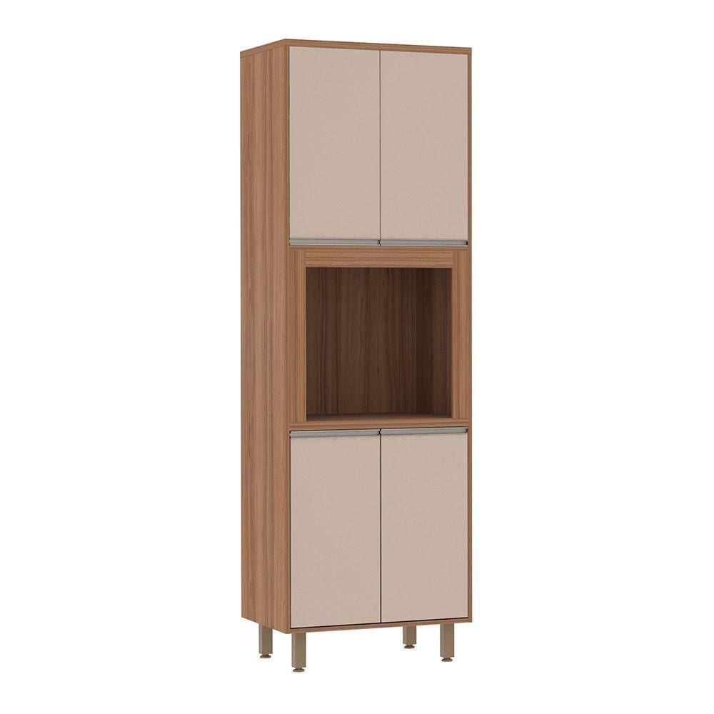 Paneleiro 70cm Nicho Para Microondas 4 Portas 2 Prateleiras