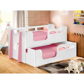 Beliche Montessori Solteiro Branco/rosa Princesa Moderna