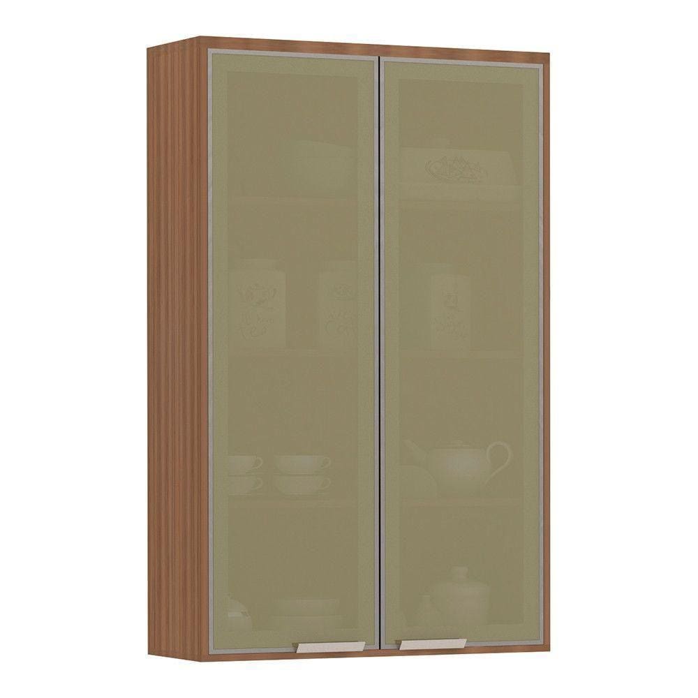 Armário Aéreo Cristaleira 80cm 2 Portas C/Vidro Reflecta