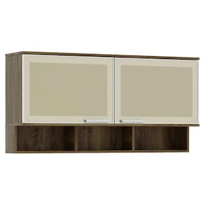Armário Aéreo 120cm 2 Portas Vidro Reflecta Bronze C/Nicho
