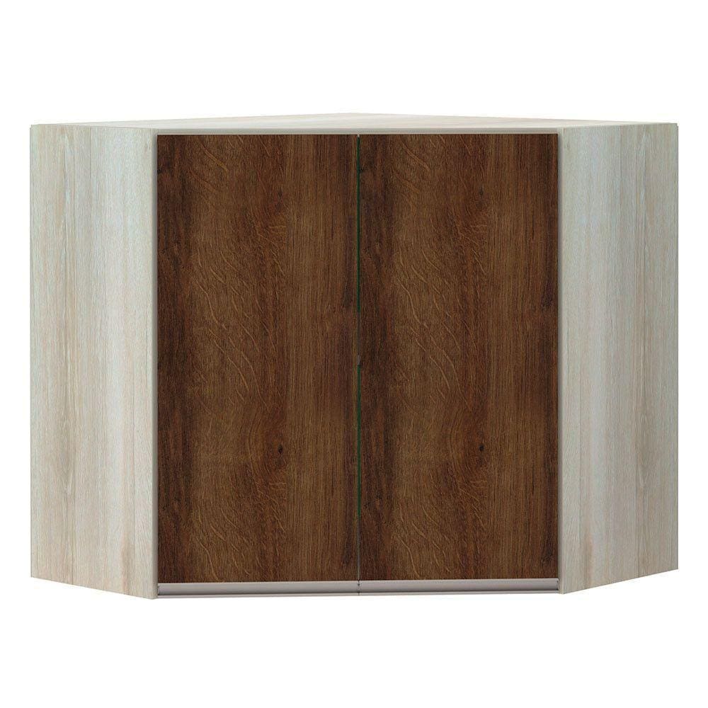 Armário Canto Diagonal 2 Portas Legno Crema C/Nogueira