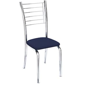 Cadeira Iara Cromada Para Cozinha Corino Azul