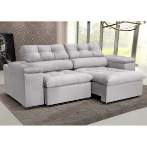 Sofá 3l 2,2m Retr/recl Veludo Olm Vancouver Pérola