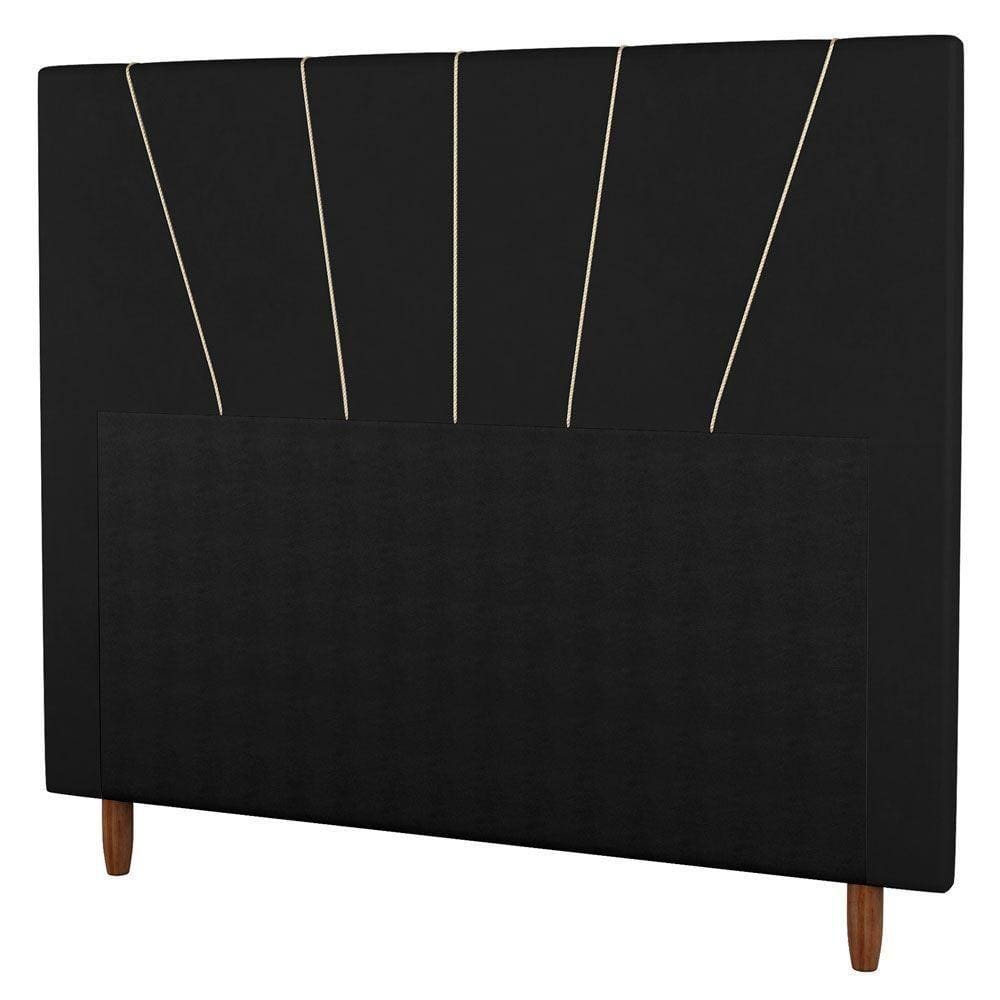 Cabeceira Solteiro 90cm Suede Preto