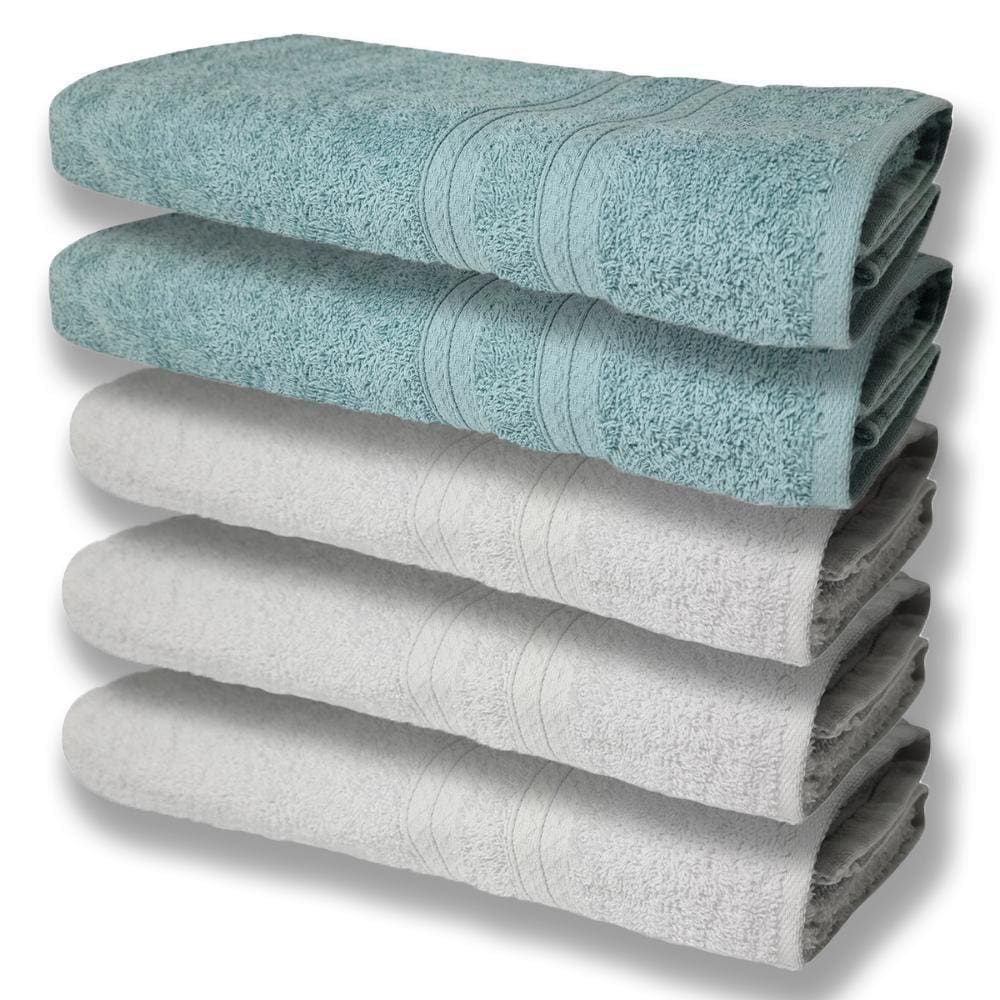 5 Toalhas Grande E Grossa Algodão Branco E Verde