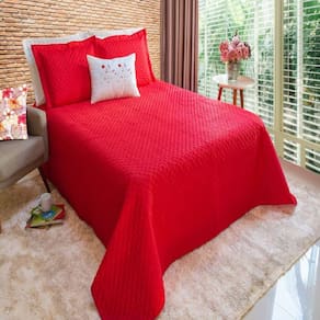 Cobre Leito Casal Perola Vermelho Enxovais Aquarela 5 Peças