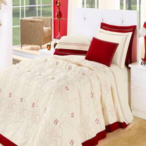 Cobre Leito Queen Belle Vermelho Enxovais Aquarela 5 Peças