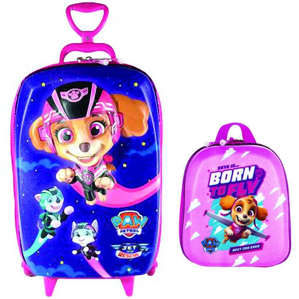 Mochila de Rodinhas Mochilete 3D com Rodinha Tripla + Lancheira Skye Jet Maxtoy Diplomata
