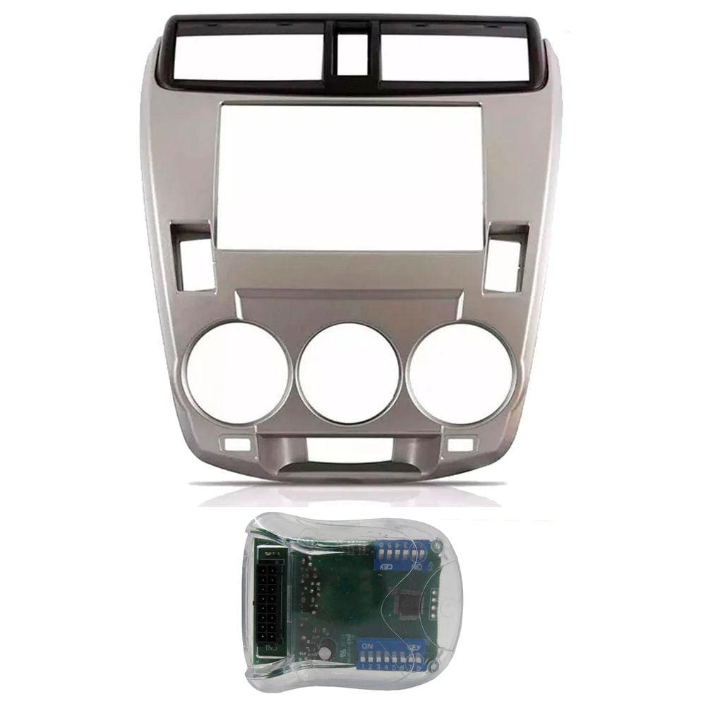 Moldura Painel 2 Din Ar Analógico + Interface Comando de Volante Honda City 2009 2010 2011 2012 2013 2014
