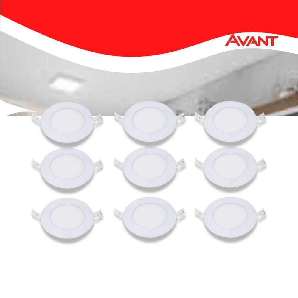 Kit 10 Painel Pop LED Plafon De Embutir 6W Redondo 12cm Luz Branca 6500K Bivolt Avant