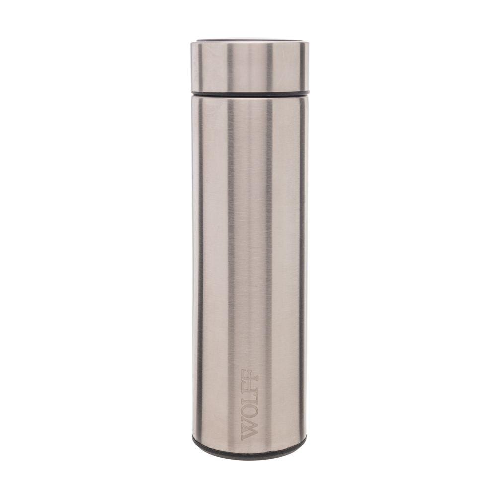 Garrafa Térmica Aço Inox C/Termômetro em Led Prata 500ml Wolff