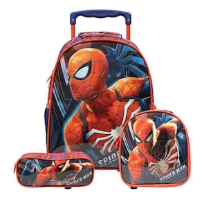 Kit Mochila Rodas Spider Man Infantil com Lancheira e Estojo