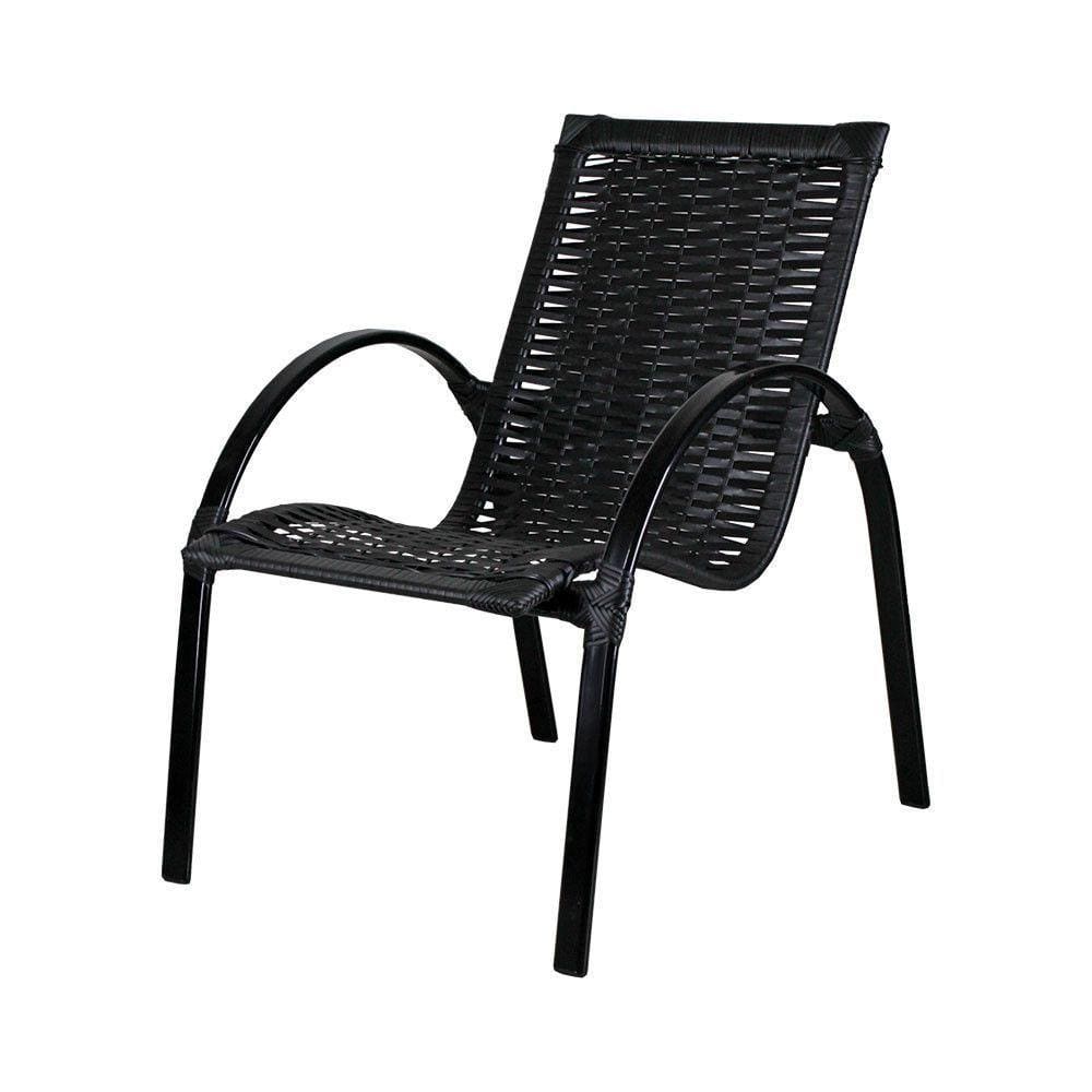 Cadeira Em Alumínio Pintado Fibra Sintética Preto