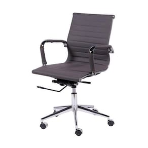 Cadeira De Escritorio Eames Esteirinha Baixa - Pu Cinza