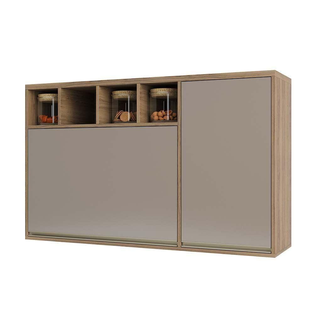 Armário Aéreo 120cm 1 Porta 1 Porta Basculante E Nicho Super