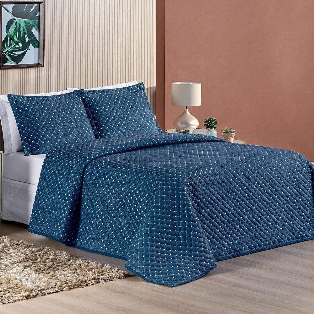 Cobre Leito Casal Doroty Micropercal Azul