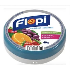 Bala Sem Açúcar Flopi Fruit Mix Frutas Lata 40g