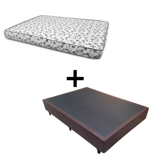 imagem-Cama Box Casal 138 Tecido Sintético Marrom com Colchão Nápoles Espuma D33 54x138x188