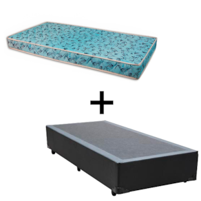 Cama Box Solteiro 88 Tecido Sintético Preto Com Colchão Natal Bello Box - 100% Espuma - D23 Azul 54x88x188