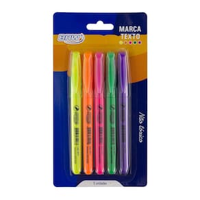 Marca Texto Neon Fluorescente 5 Cores - BRW
