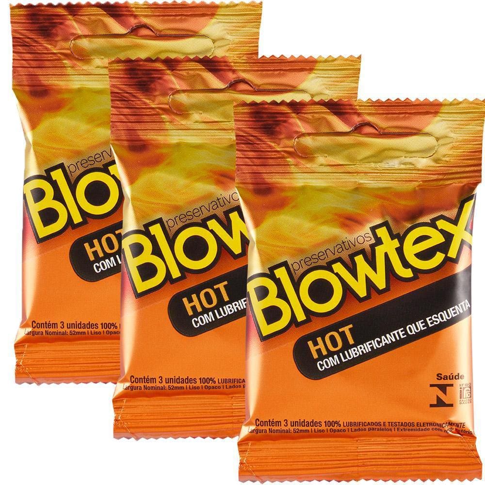 Kit 3 Pacotes  Preservativo Blowtex Hot C/ 3 Unidades Cada