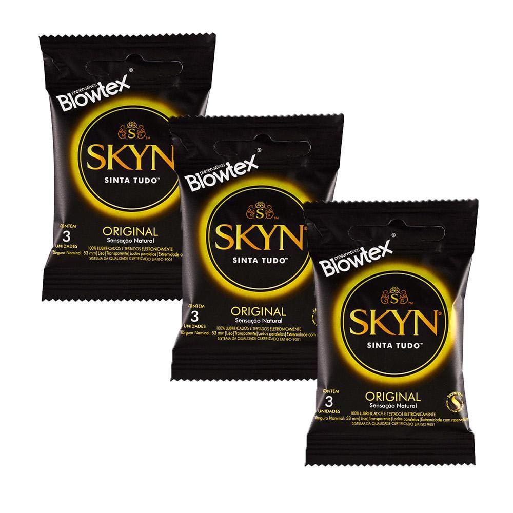 Kit 3 Pacotes Preservativo SKYN C/ 3 Unidades Cada