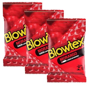 Kit 3 Pacotes Preservativo Blowtex Morango C/ 3 Unidades Cada