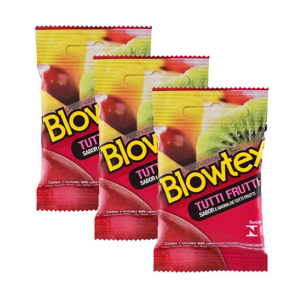 Kit 3 Pacotes Preservativo Blowtex Tutti-Frutti C/ 3 Unidades Cada