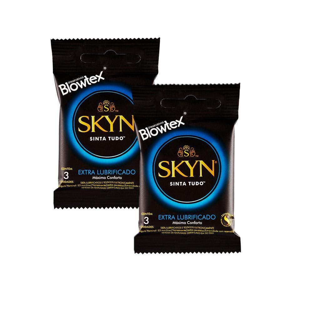 Kit 2 Pacotes Preservativo SKYN Extra Lubrificado C/ 3 Unidades Cada