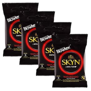 Kit 4 Pacotes Preservativo SKYN Texturizado C/ 3 Unidades Cada