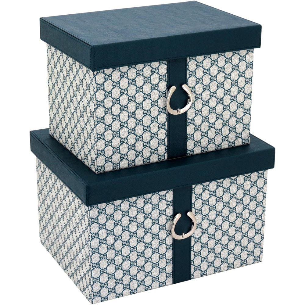 HOME&amp;CO SATURNO CAIXA ORGANIZADORA SINTÉTICO AZUL 2PÇ