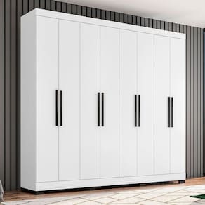 Guarda Roupa Casal Ambiente Prime 1684 Branco com Pés Reto News - Araplac