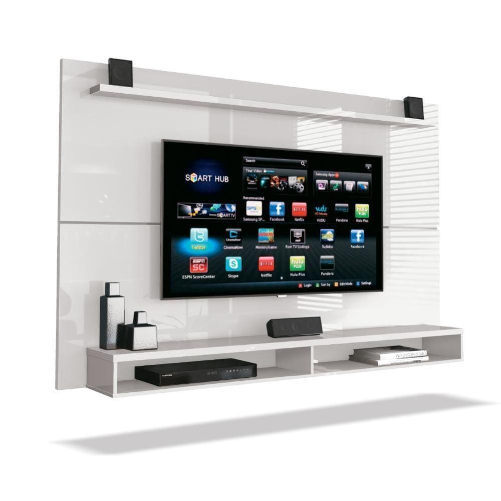 Painel Para Tv Até 65" Com Prateleira 1,80M Max Branco