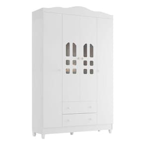 Quarto de Bebê New Selena 4 Portas com Berço Lila e Cômoda Gran Selena Branco Brilho e Colchão Gazin - Carolina Móveis