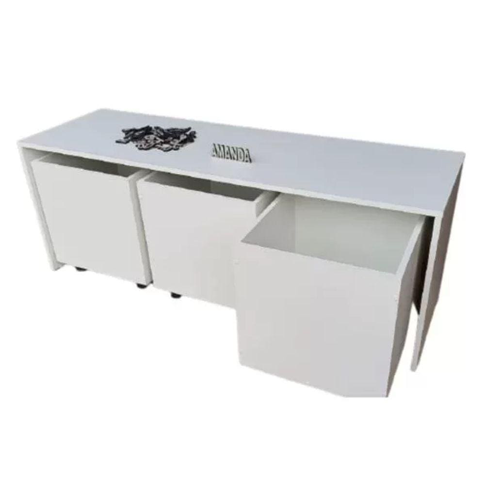 Mesa Infantil com 3 Baús com Rodízios