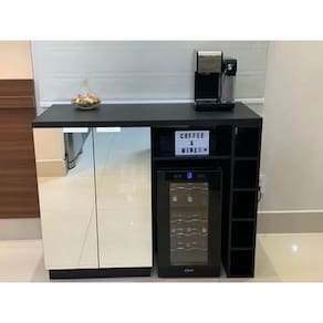 Bar bancada com nicho garrafas em mdf frontal com espelho para adega Oster 18garrafas