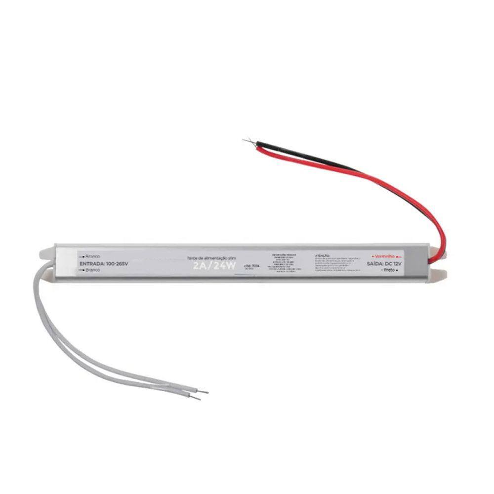 Fonte Chaveada Slim Driver 12 V 5A 60 W p/ Perfil Fita de Led DX1205D