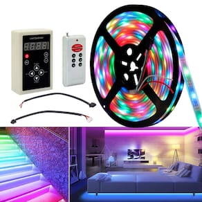 Fita De Led Digital Flexível RGB Luz Colorida 6803 De 5M Com 328 Efeitos IP67De 12V Com Controlador E Controle Remoto
