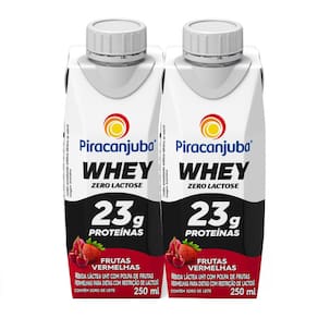 Kit 2 Bebida Láctea Piracanjuba Whey Zero Lactose Frutas Vermelhas 250ml