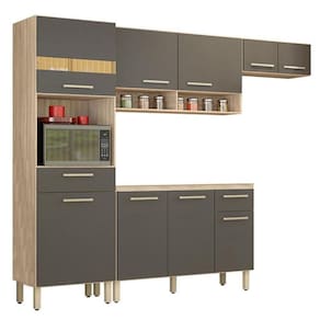 Cozinha Compacta Dama 4 Peças Avena Grafito - Demóbile