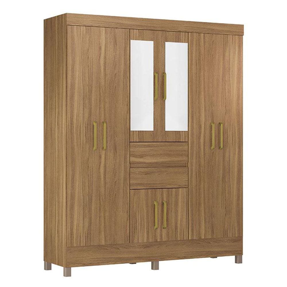 Guarda Roupa Casal Munique Amêndola Touch com Espelho - Demóbile