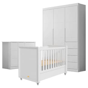 Quarto de Bebê Eloá com Berço Americano Tutto New Branco Acetinado - Phoenix Baby