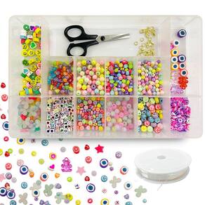 Kit Miçangas Infantil Coloridas P/ Montar Pulseiras Aprox.1400 Missangas para Fazer Colar Bijuterias
