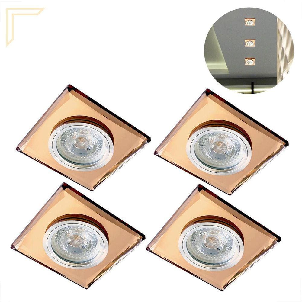 4 Spot Embutir Cristal Espelhado Rose Quadrado Mr16 Lup64