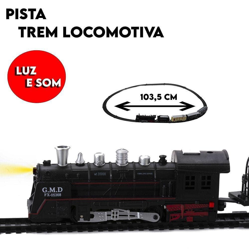 Brinquedo Trem Trenzinho Eletrico Locomotiva Vagões Trilhos