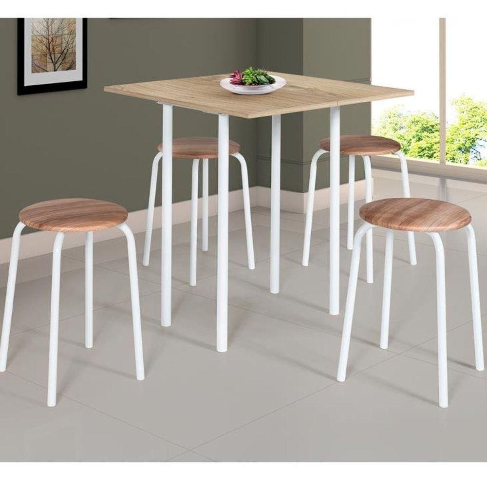 Conjunto de Mesa Dobrável BP com 4 Banquetas Espuma D12 Expert Ciplafe Branco/Capuccino