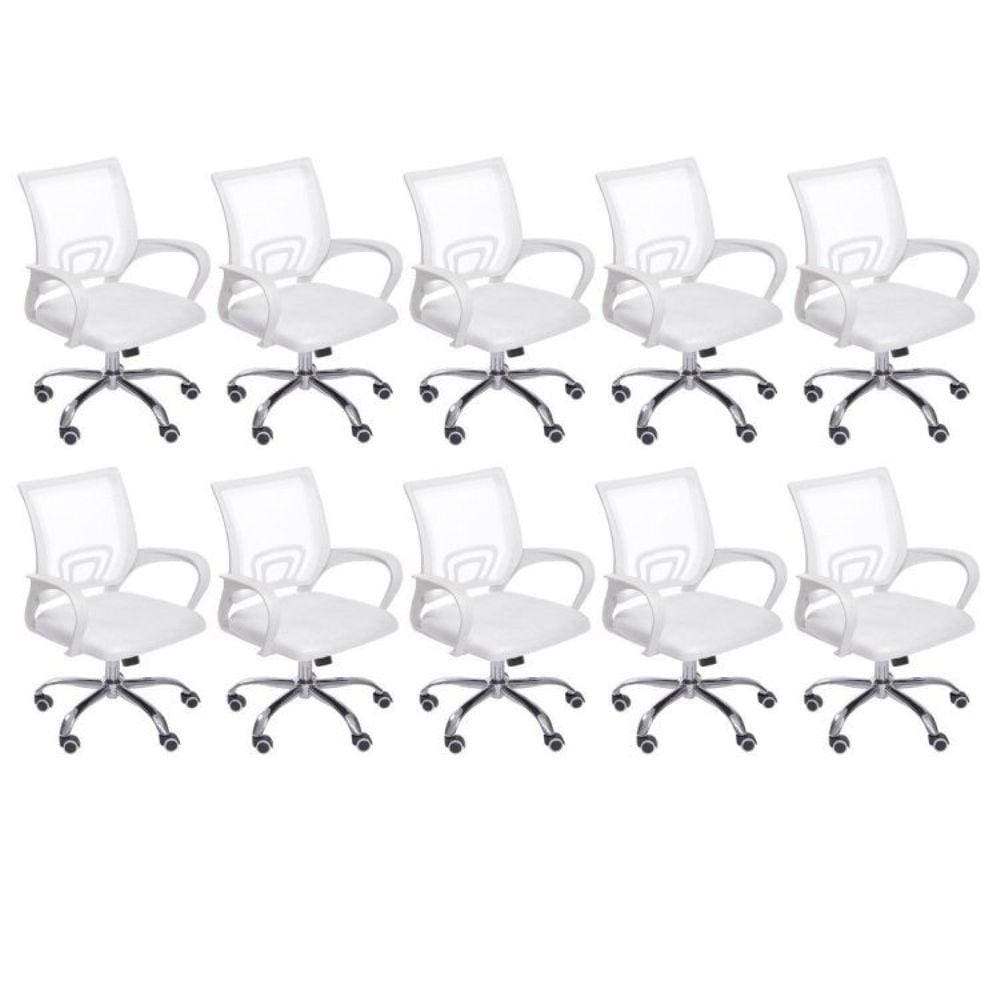 Conjunto 10 Cadeiras para Escritório Diretor Giratória com Relax Tok OR Design Branco